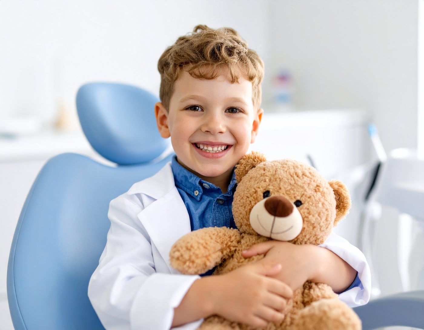 Child smiling at a dental visit