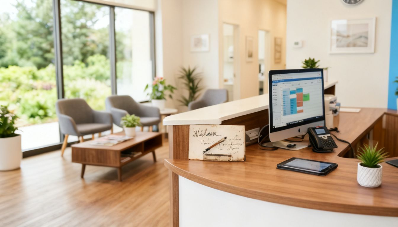 Bright, welcoming dental office reception