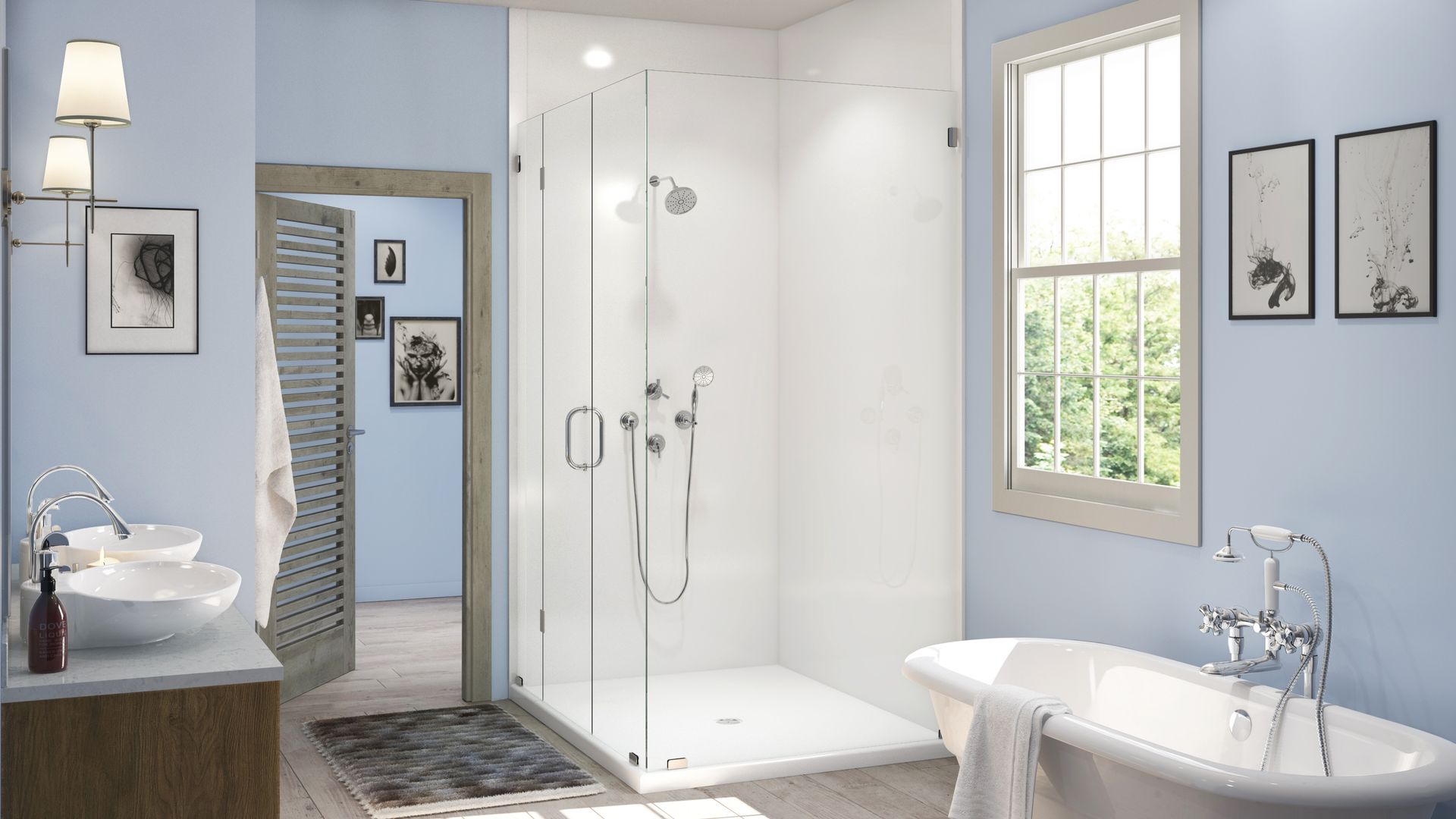 White bathroom with tub