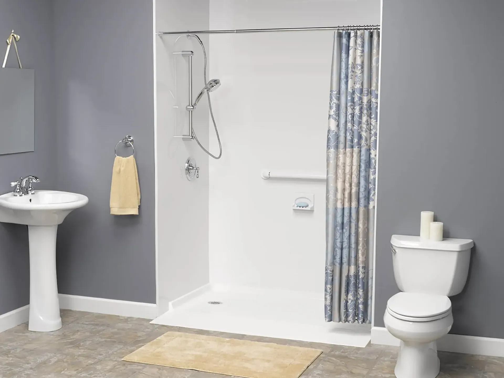 Modern white bathroom with a tub