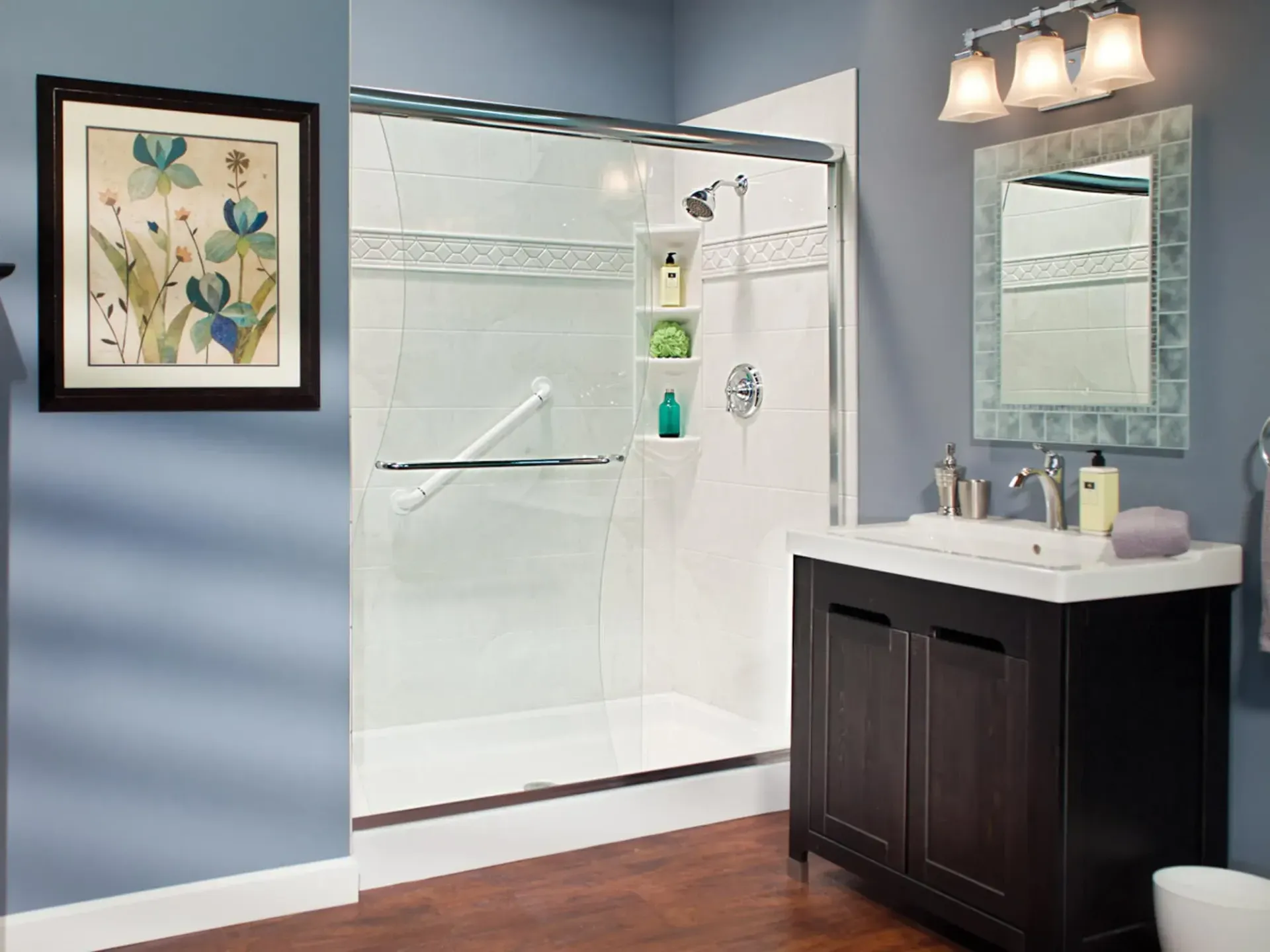Modern bathroom with marble shower