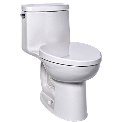 A white toilet with a white seat on a white background.