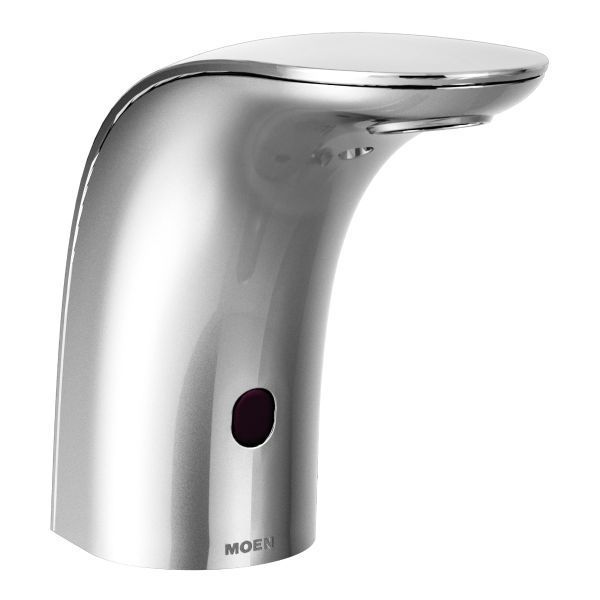 A close up of a soap dispenser made by moen