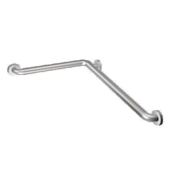 A stainless steel hand rail is shown on a white background.