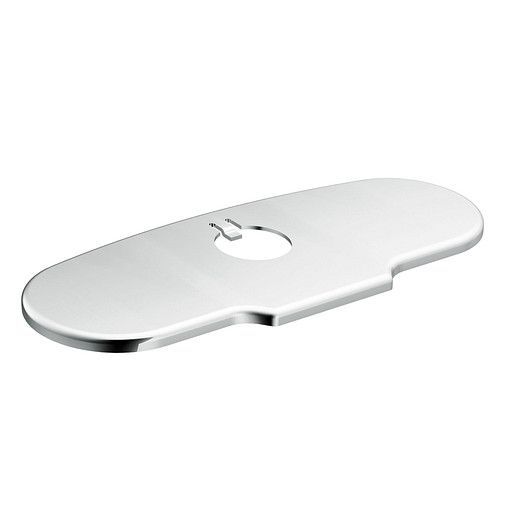 A chrome plate with a hole in the middle on a white background