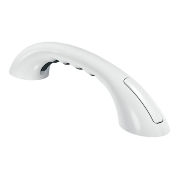 A white handle on a white background that looks like a phone