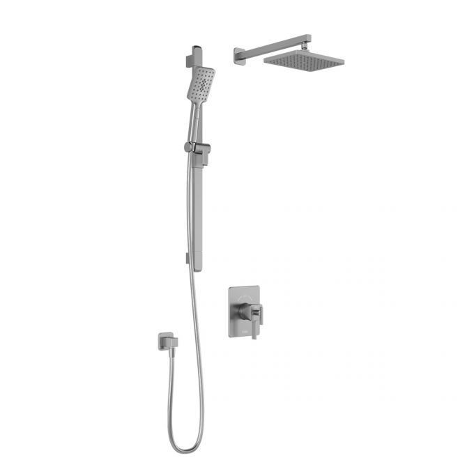 A shower head with a hose attached to it on a white background.