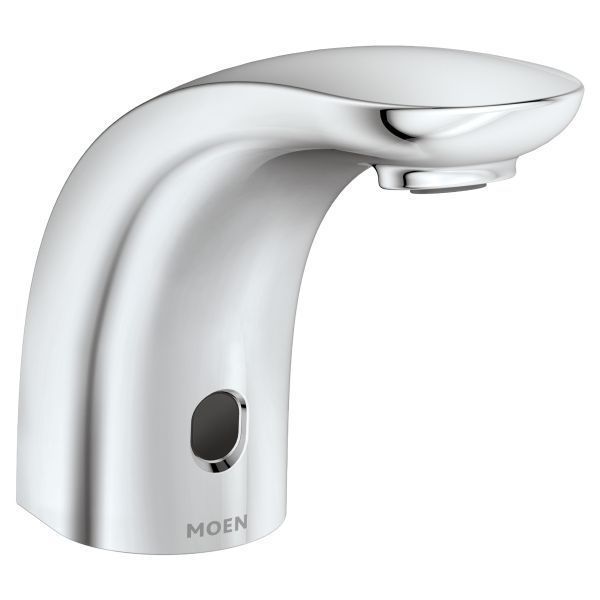 A moen faucet is shown on a white background
