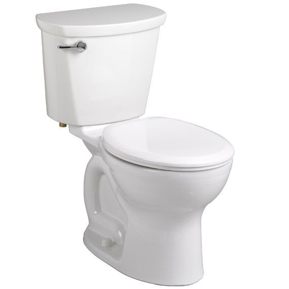 A close up of a white toilet on a white background