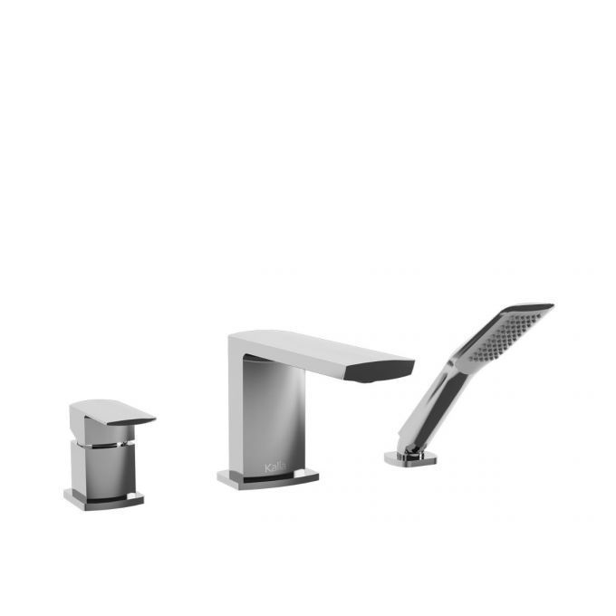 A bathtub faucet with a hand shower attached to it
