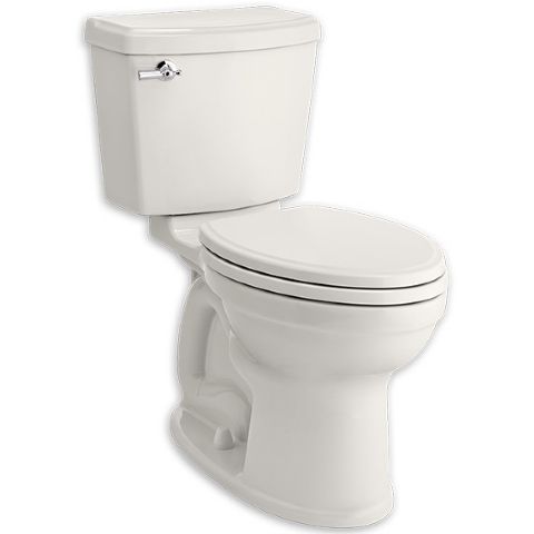 A white toilet with a chrome handle on a white background.