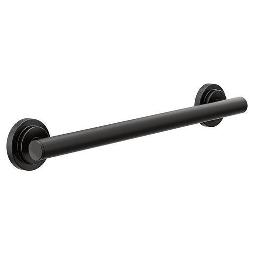 A black towel bar on a white background.