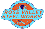 A blue and orange logo for rose valley steel works
