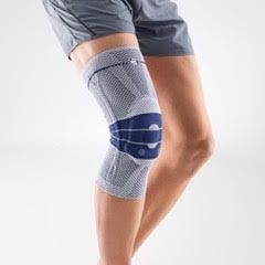 A person is wearing a knee brace on their knee.