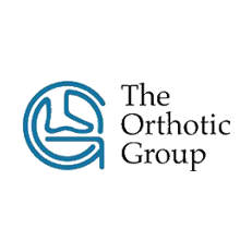 The logo for the orthotic group is a blue circle with a leg in it.