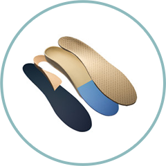 Three different types of insoles are stacked on top of each other in a circle.