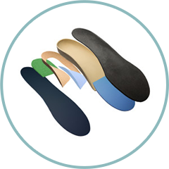 A circle with a bunch of different colored insoles in it