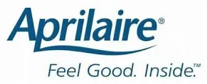 Aprilaire logo with blue wordmark and tagline “Feel Good. Inside.”