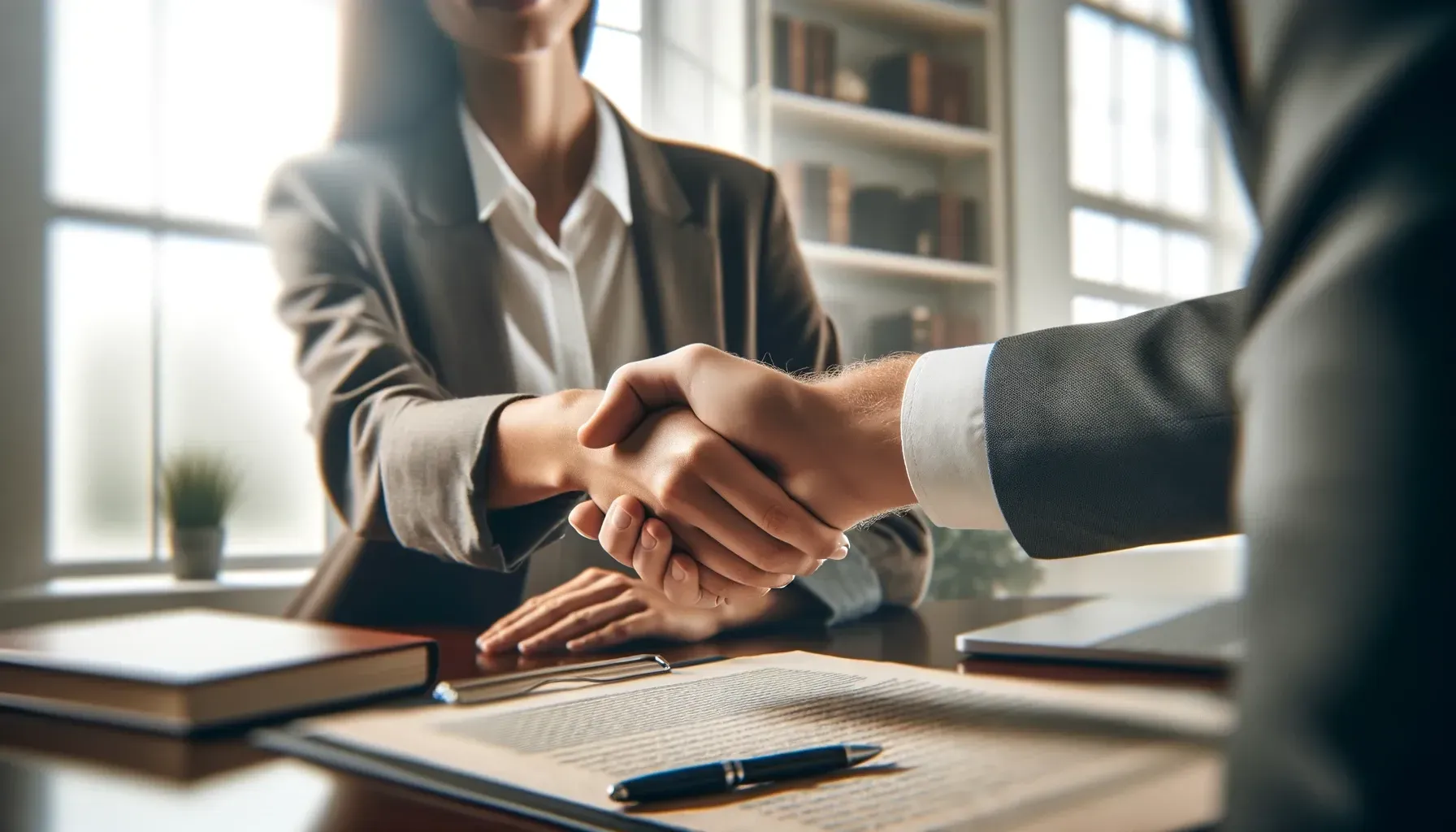 A man is giving a piece of paper to a woman to sign