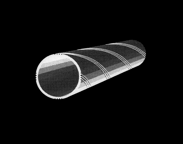 Primo piano di un tubo trasparente su sfondo nero.