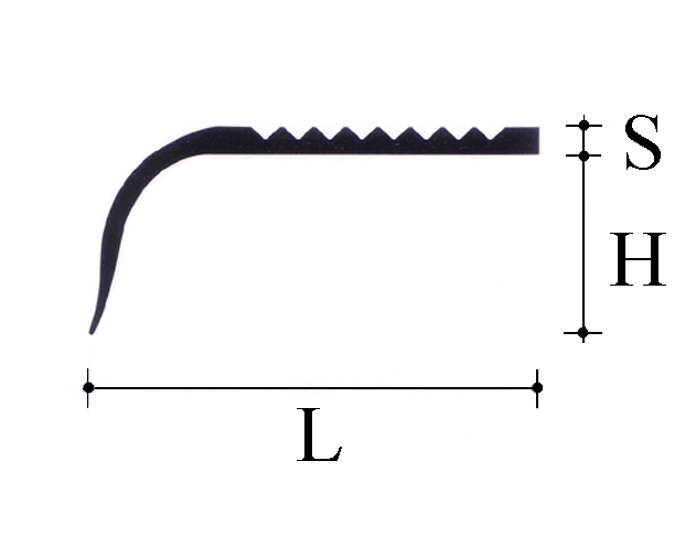 Un disegno di una scala con misure su uno sfondo bianco.