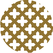 Un cerchio con un motivo a croci su uno sfondo bianco.