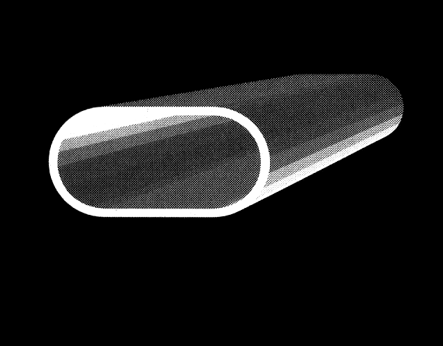 Un disegno in bianco e nero di un tubo su uno sfondo nero.