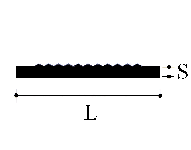 Un disegno in bianco e nero di una lama di sega con le relative misure.