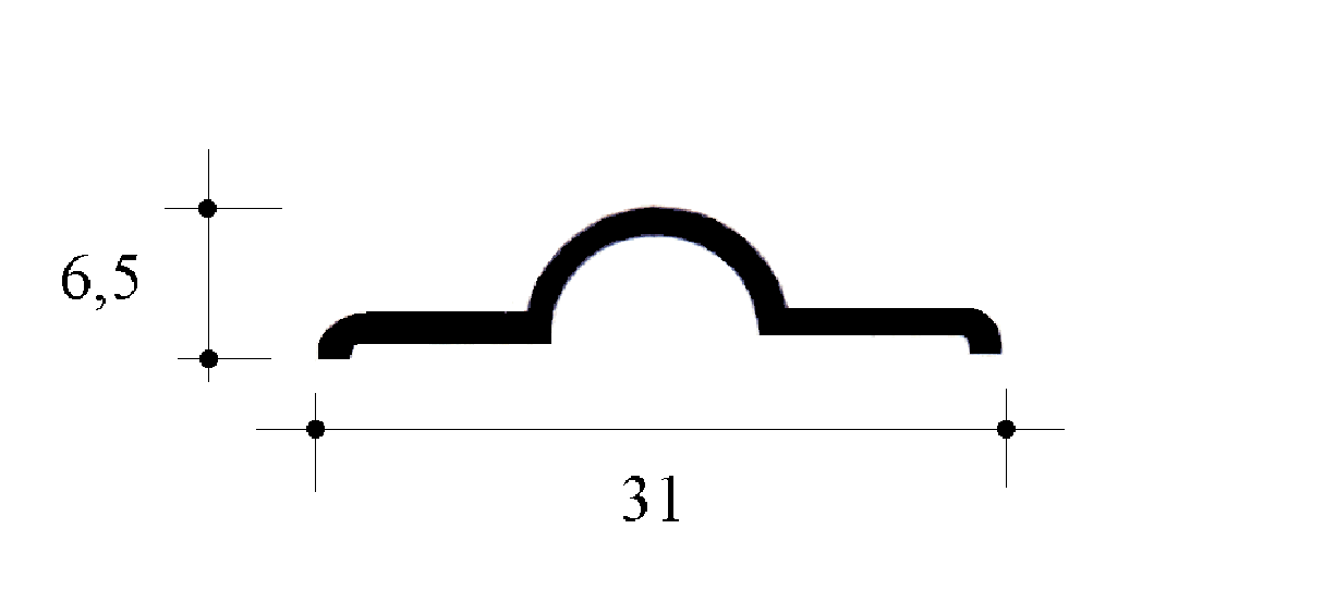 Un disegno in bianco e nero di una curva con misure su uno sfondo bianco.