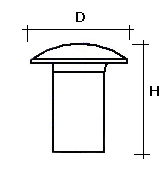 Un disegno in bianco e nero di un oggetto metallico con le relative misure.