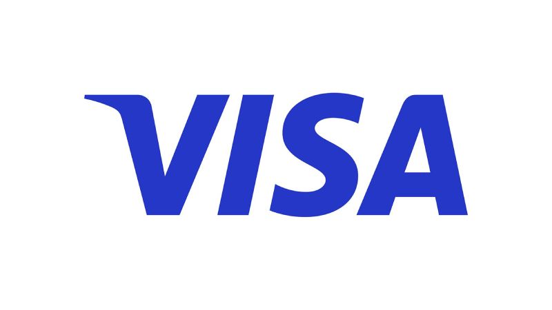 Logo Visa blu su sfondo bianco