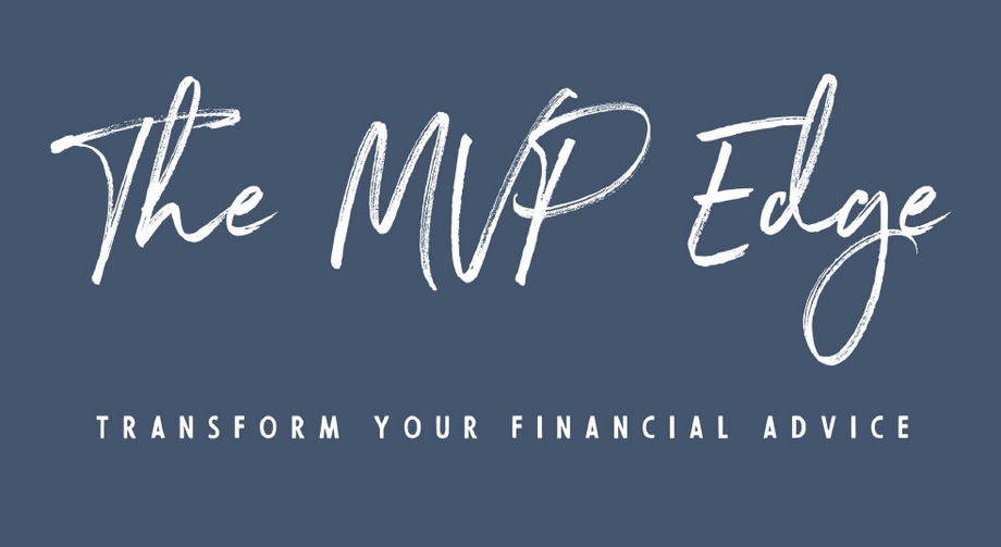 Logo reading “The VIP Edge” with tagline “Transform Your Financial Advice” on a blue background
