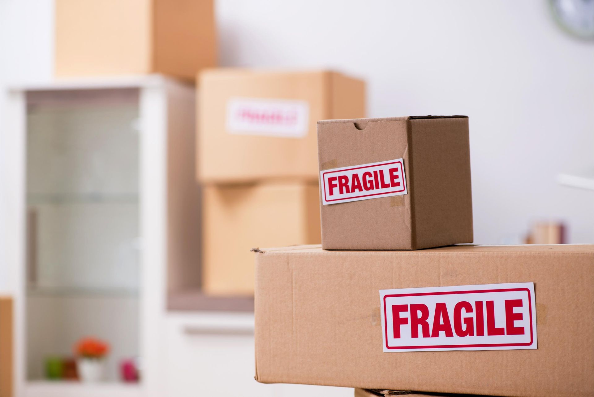Cardboard boxes stacked with 
