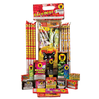 A bunch of fireworks are stacked on top of each other on a white background.