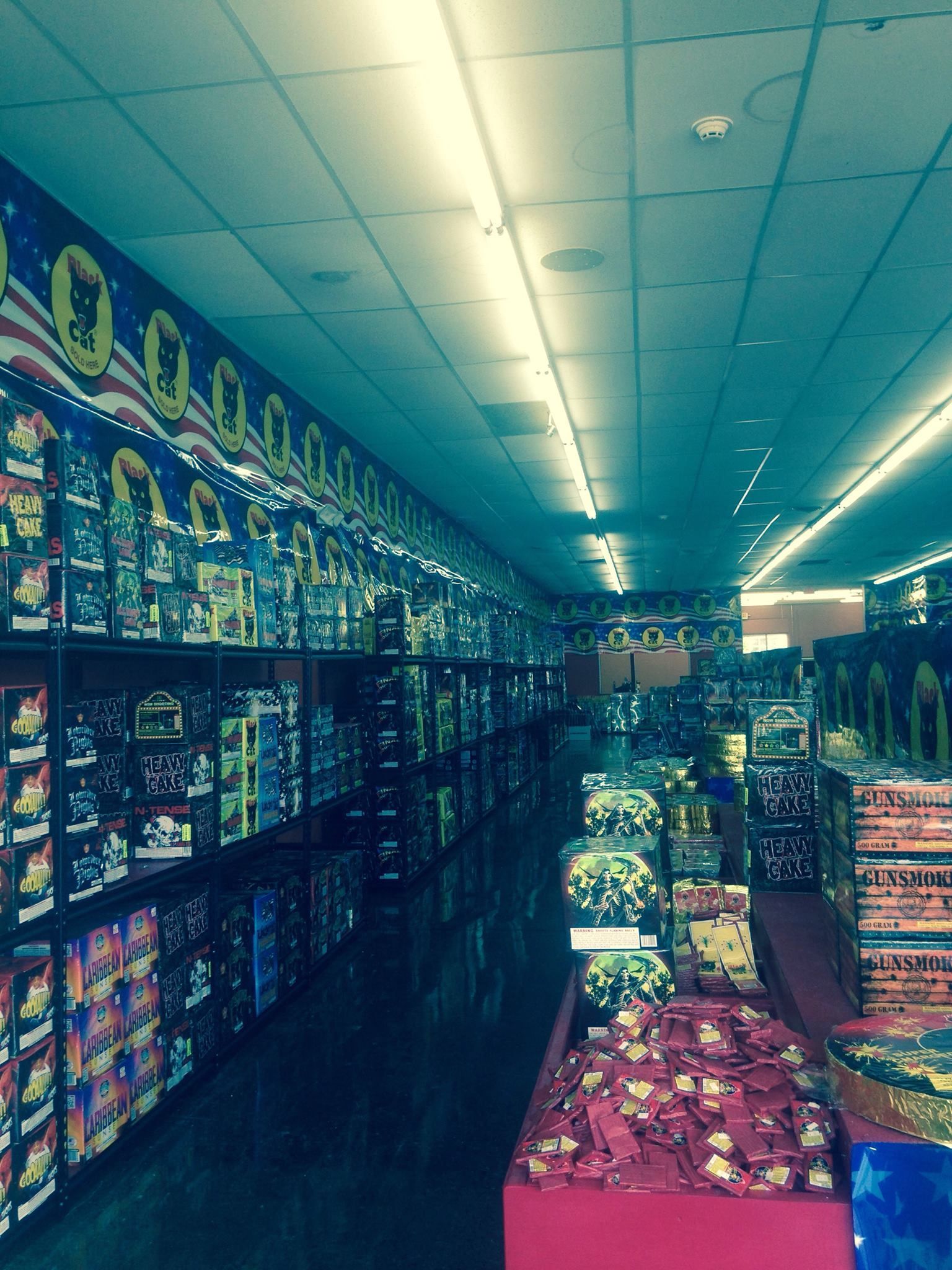 The inside of a store filled with lots of fireworks