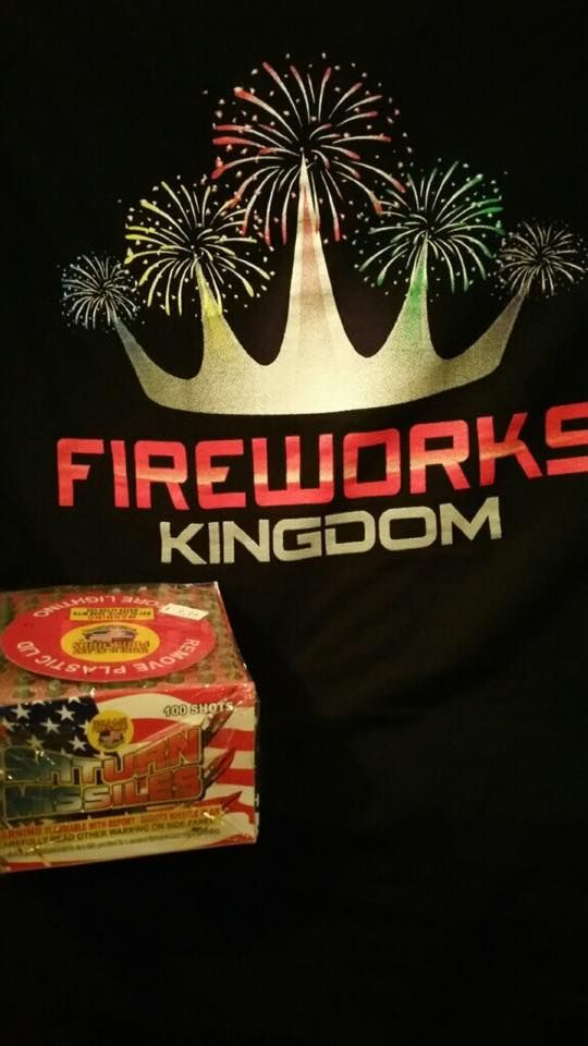 A black shirt that says fireworks kingdom on it