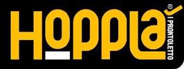 Logo giallo “HOPPI” su sfondo nero, con la scritta verticale “I PROMOTED” in piccolo sulla destra.
