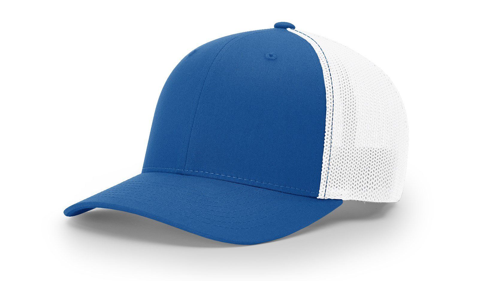 Blue and white trucker hat.
