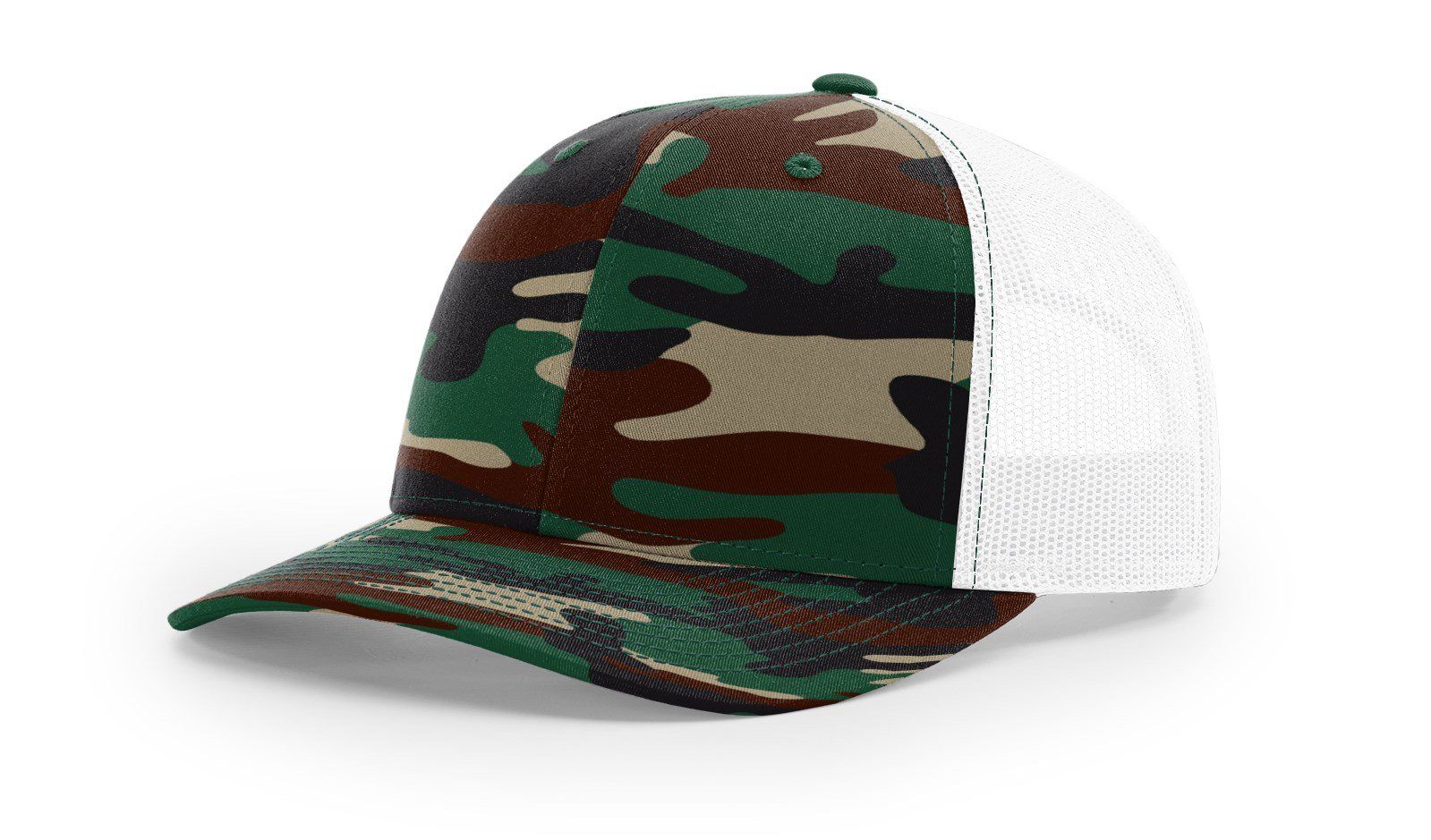 Camo print hat with a white mesh back.