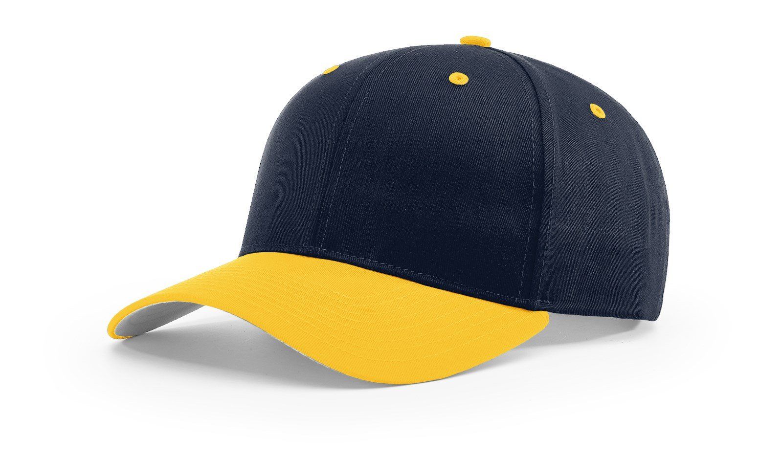 Navy blue baseball cap with a yellow brim.