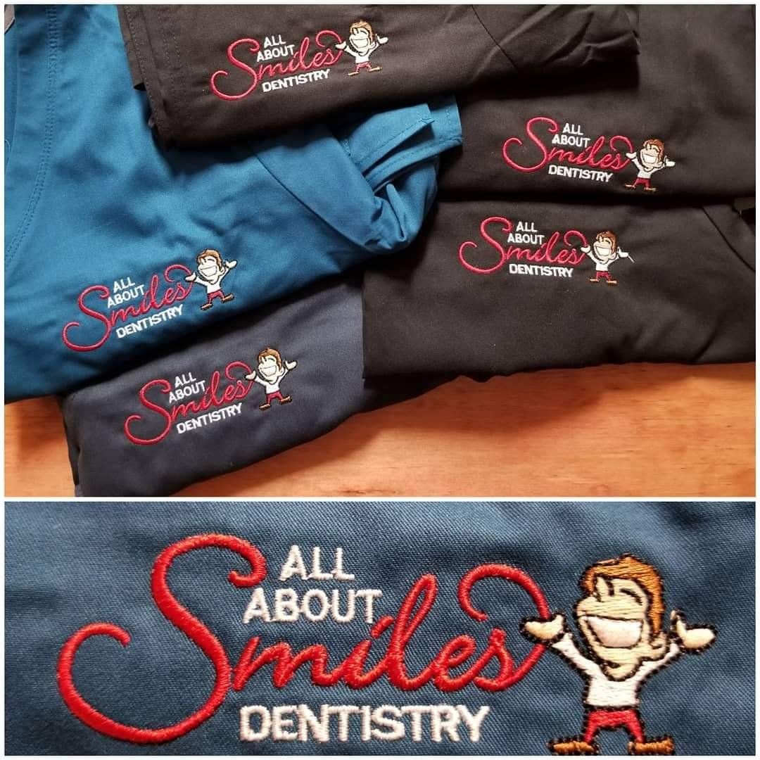 Scrubs with embroidered 