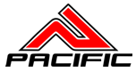Red and black Pacific logo with an abstract