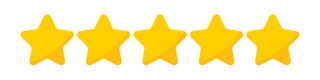 A row of five yellow stars on a white background.