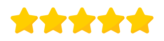 A row of five yellow stars on a white background.