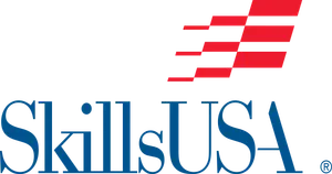 SkillsUSA logo with blue text and red striped emblem