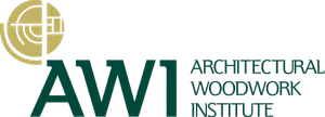 AWI Architectural Woodwork Institute logo in gold and green on a white background