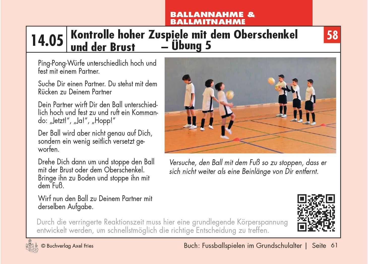 Axel Fries Fußballspielen im Grundschulalter - So wird der Ball dein Freund -  Beispiel Methodikkarte