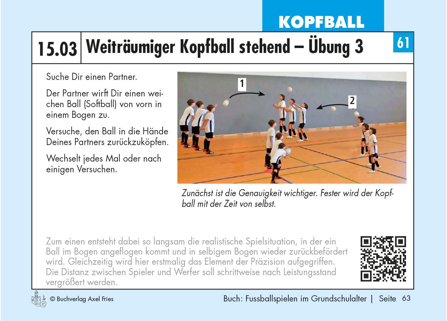 Axel Fries Fußballspielen im Grundschulalter - So wird der Ball dein Freund -  Beispiel Methodikkarte