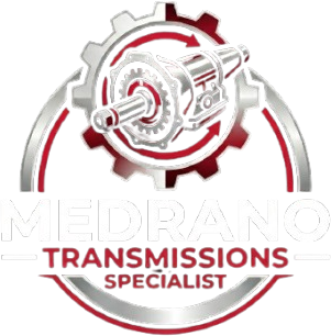 Mediano Transmissions Specialist logo with a red and gray gear and transmission icon