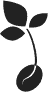 A black and white silhouette of a plant growing out of a coffee bean.